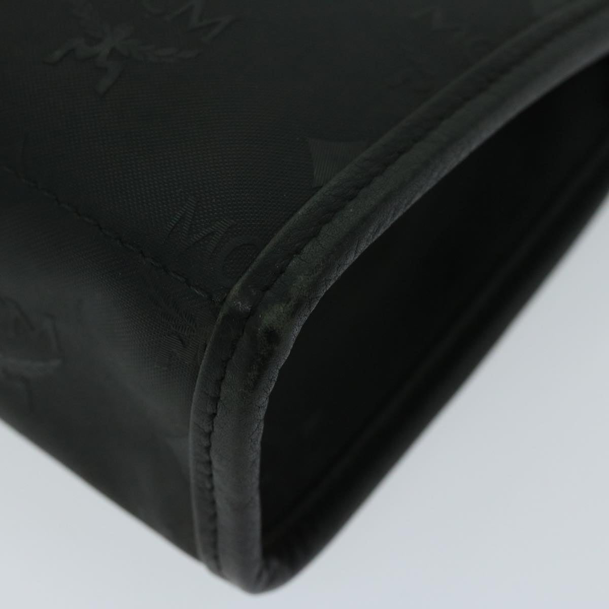 MCM Vicetos Logogram Clutch Bag PVC Black Auth 68192