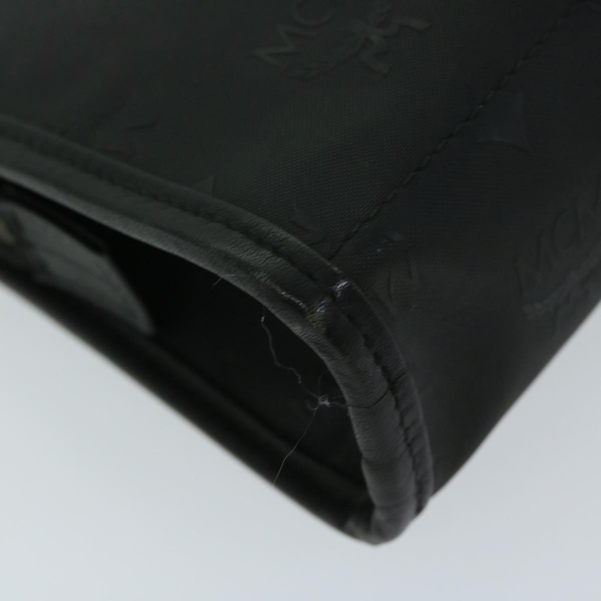 MCM Vicetos Logogram Clutch Bag PVC Black Auth 68192