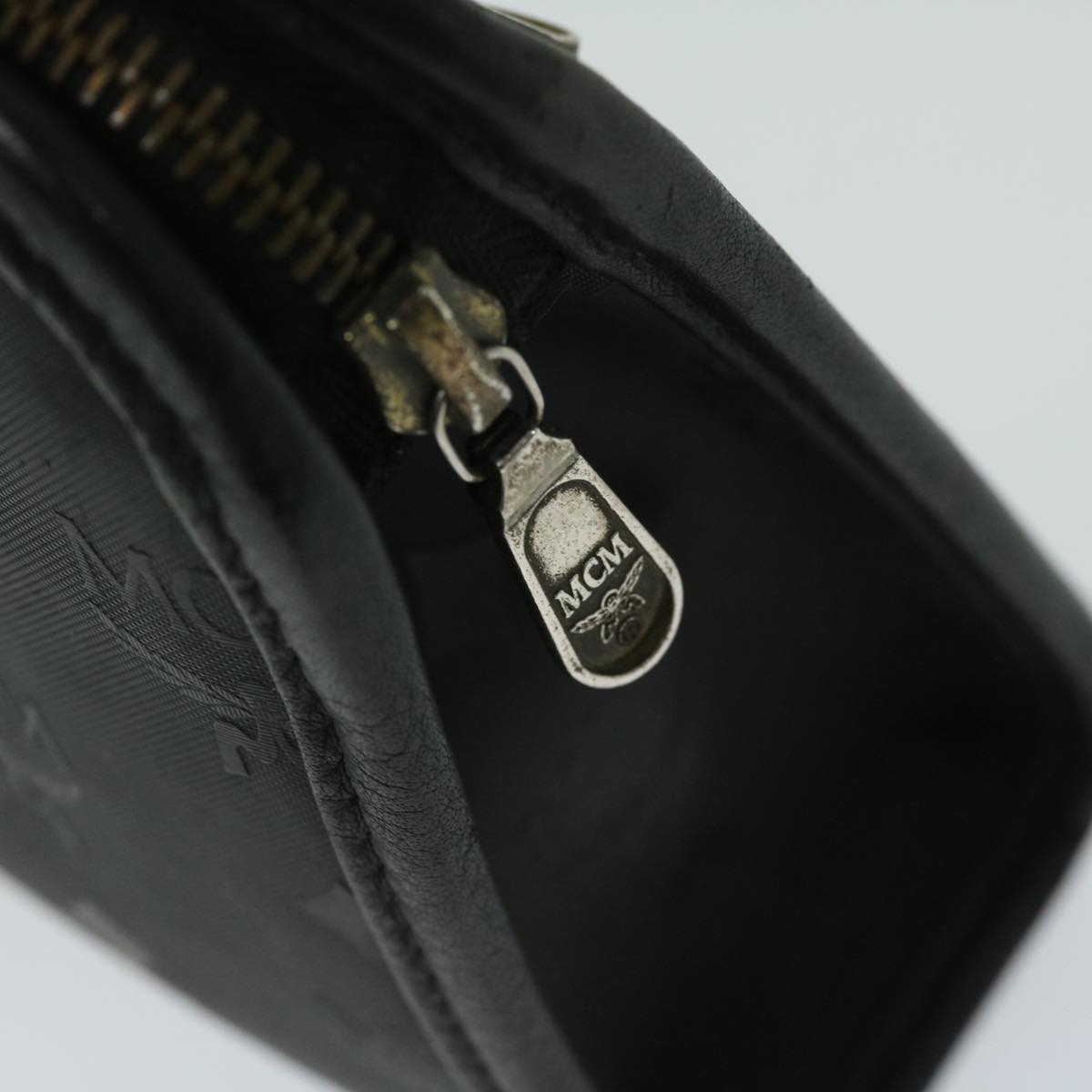 MCM Vicetos Logogram Clutch Bag PVC Black Auth 68192