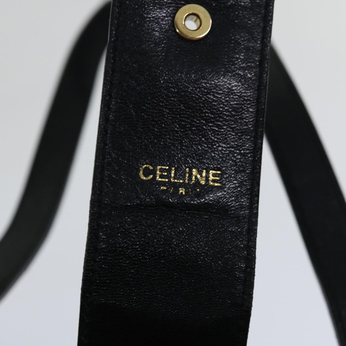 CELINE Hand Bag Leather Black Auth 68292