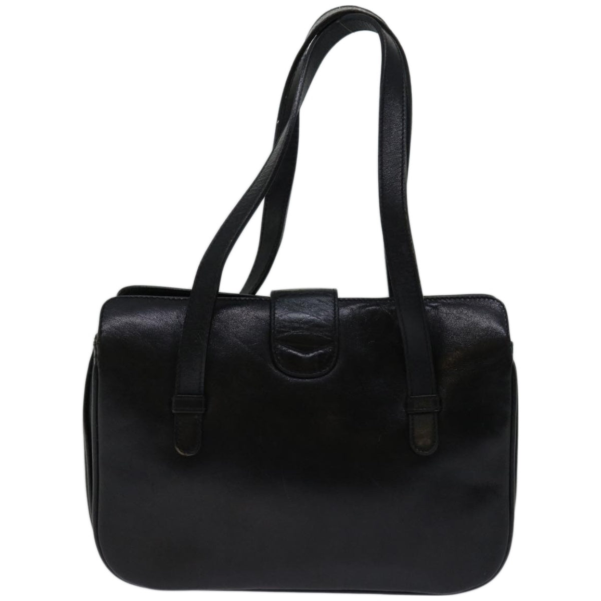CELINE Hand Bag Leather Black Auth 68292