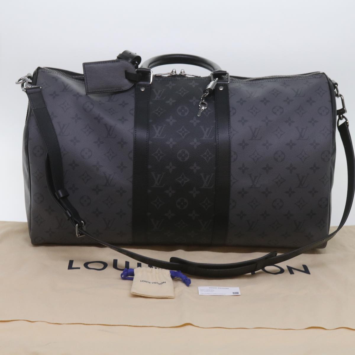LOUIS VUITTON Eclipse Reverse Keepall Bandouliere 50 Bag M45392 LV Auth 68414SM