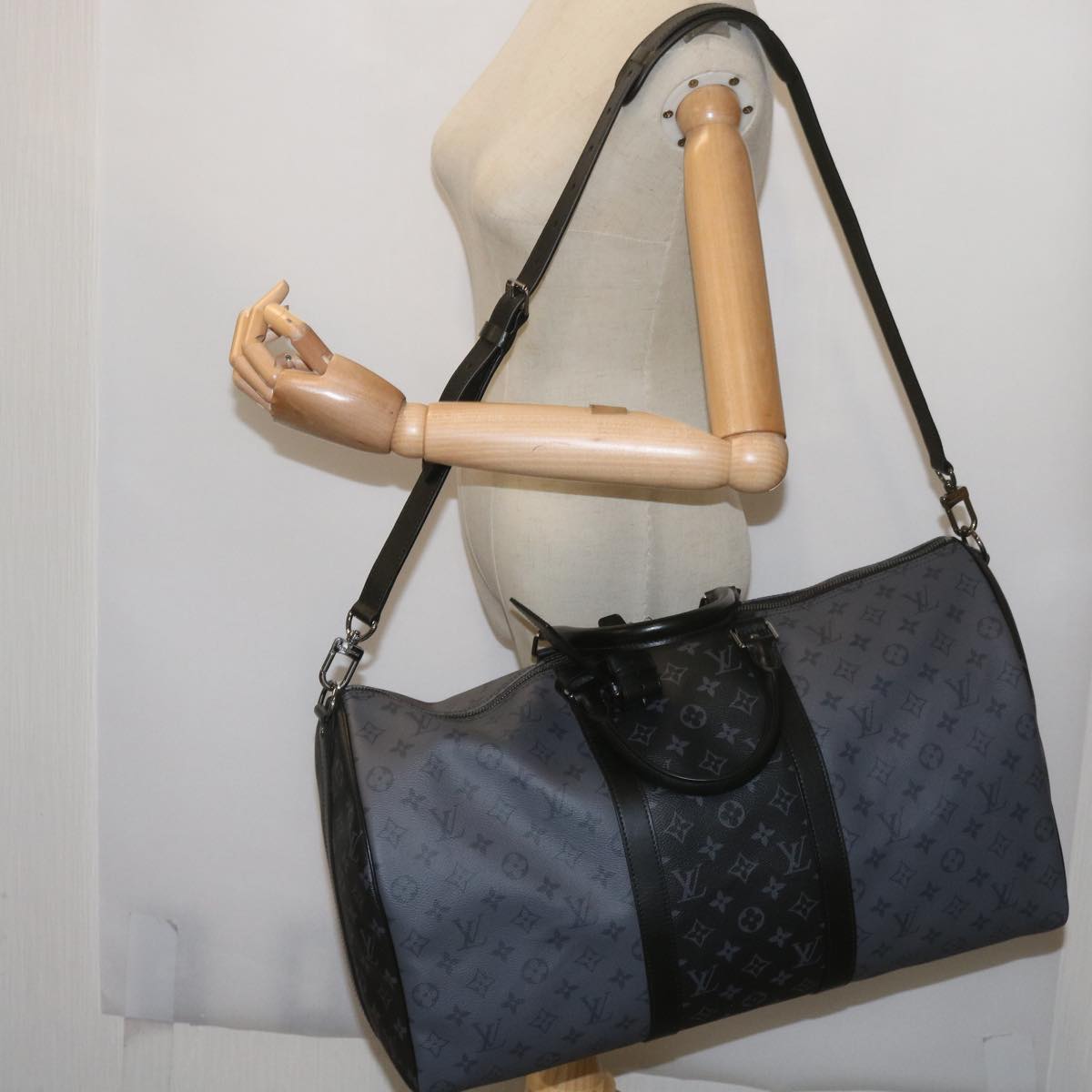 LOUIS VUITTON Eclipse Reverse Keepall Bandouliere 50 Bag M45392 LV Auth 68414SM