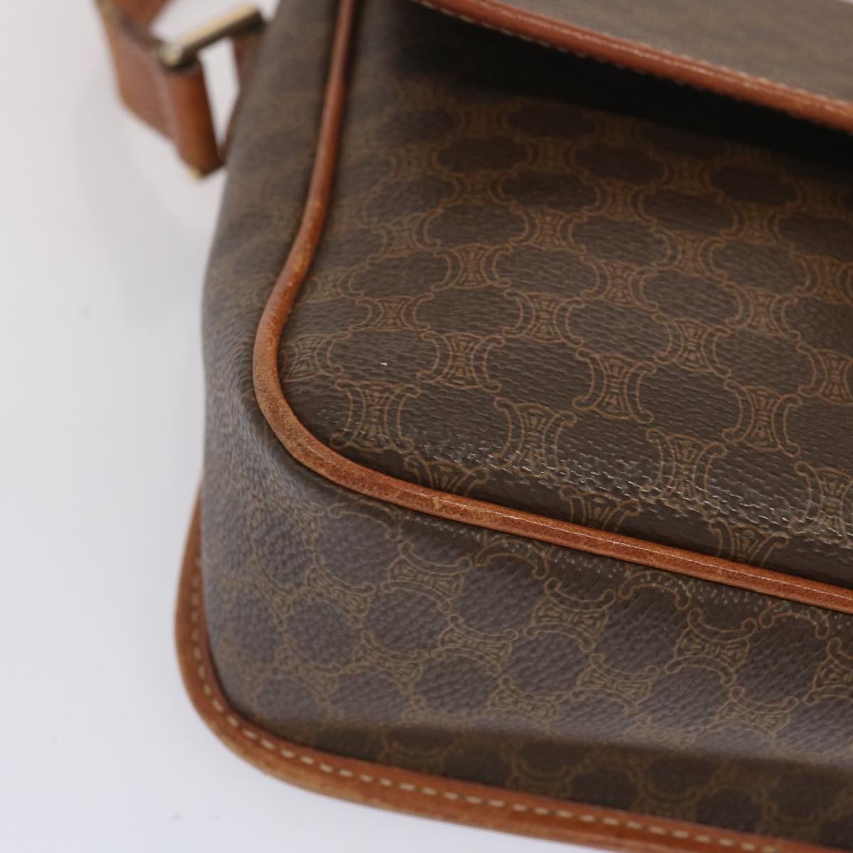 CELINE Macadam Canvas Shoulder Bag PVC Leather Brown Auth 68506