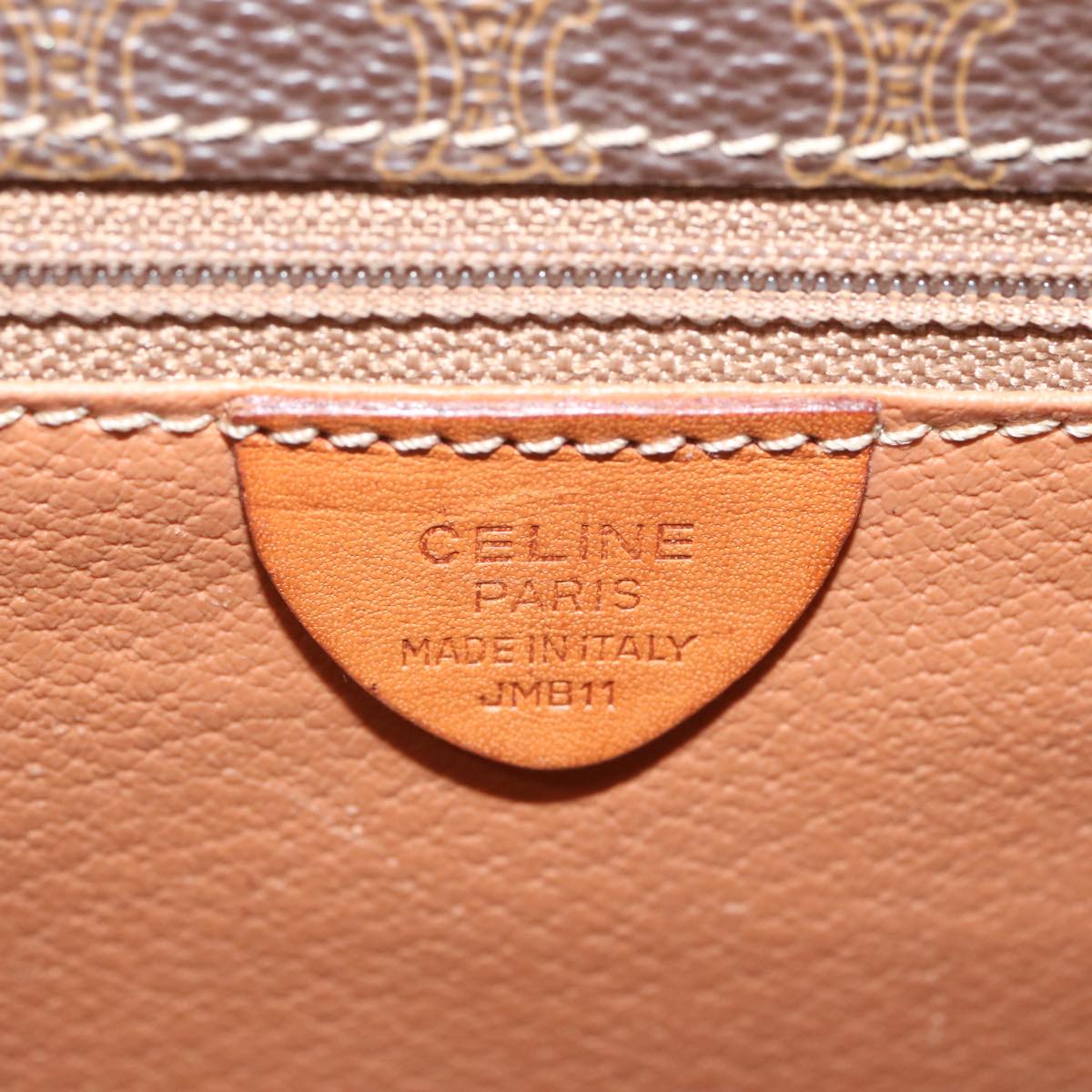 CELINE Macadam Canvas Shoulder Bag PVC Leather Brown Auth 68506