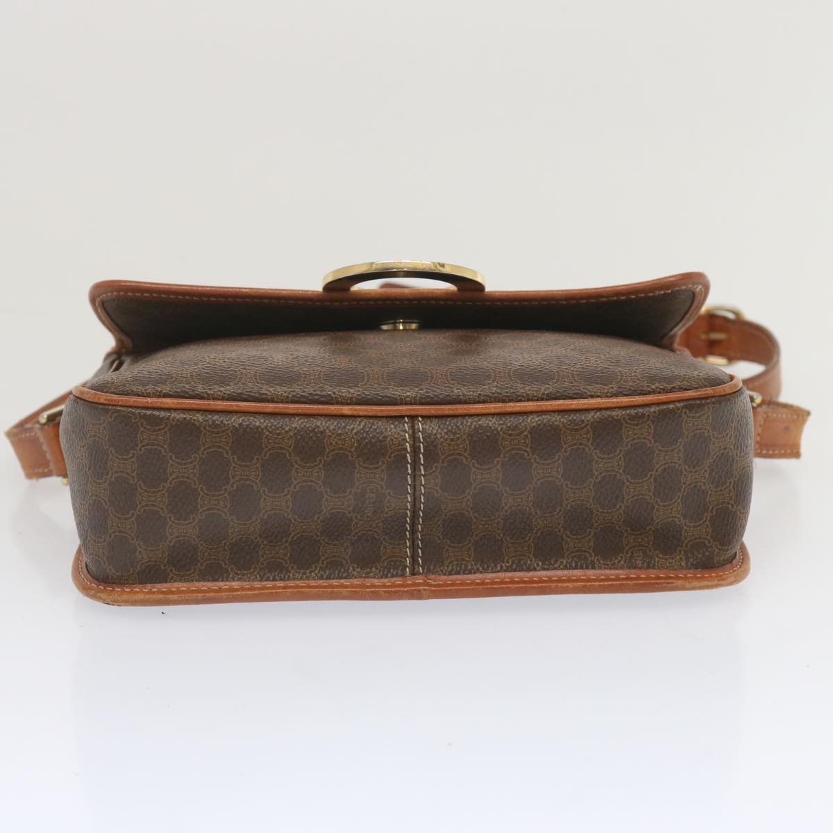 CELINE Macadam Canvas Shoulder Bag PVC Leather Brown Auth 68506