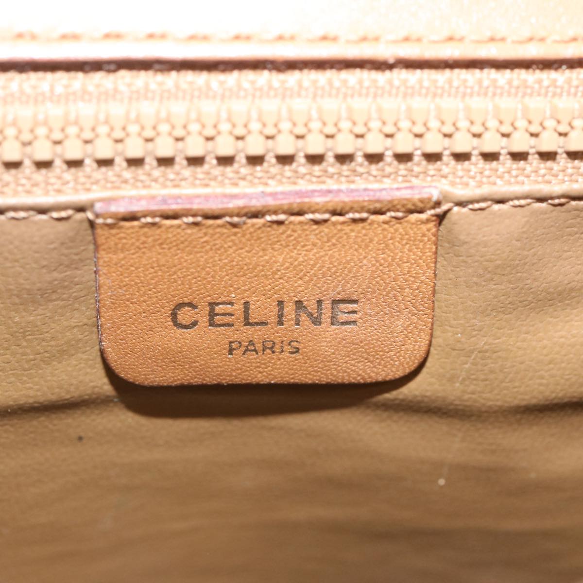 CELINE Macadam Canvas Shoulder Bag Beige Auth 68507