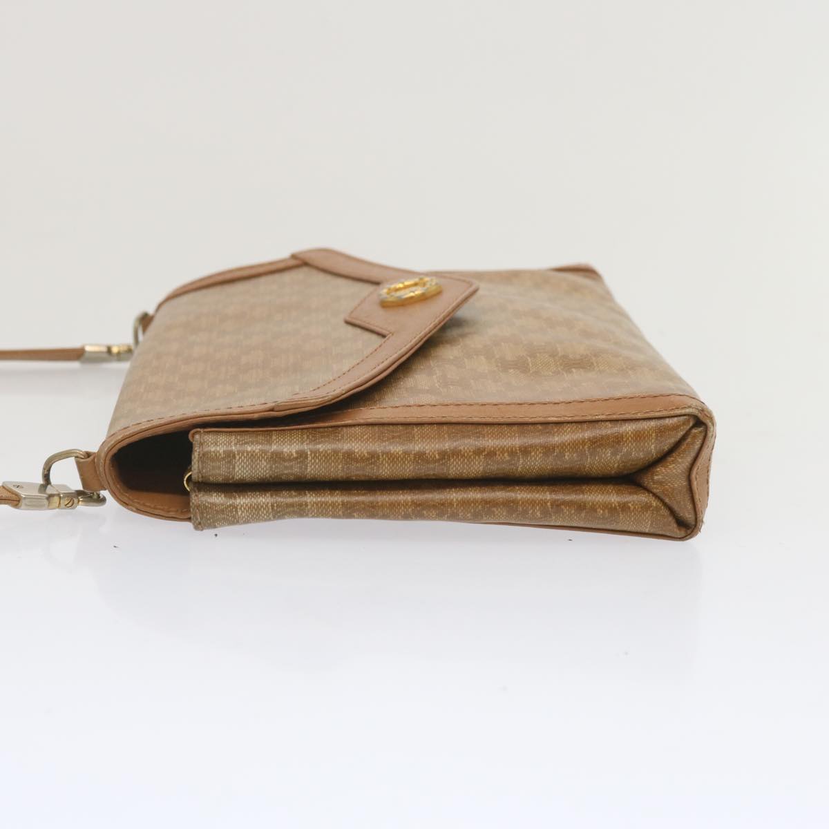 CELINE Macadam Canvas Shoulder Bag Beige Auth 68507