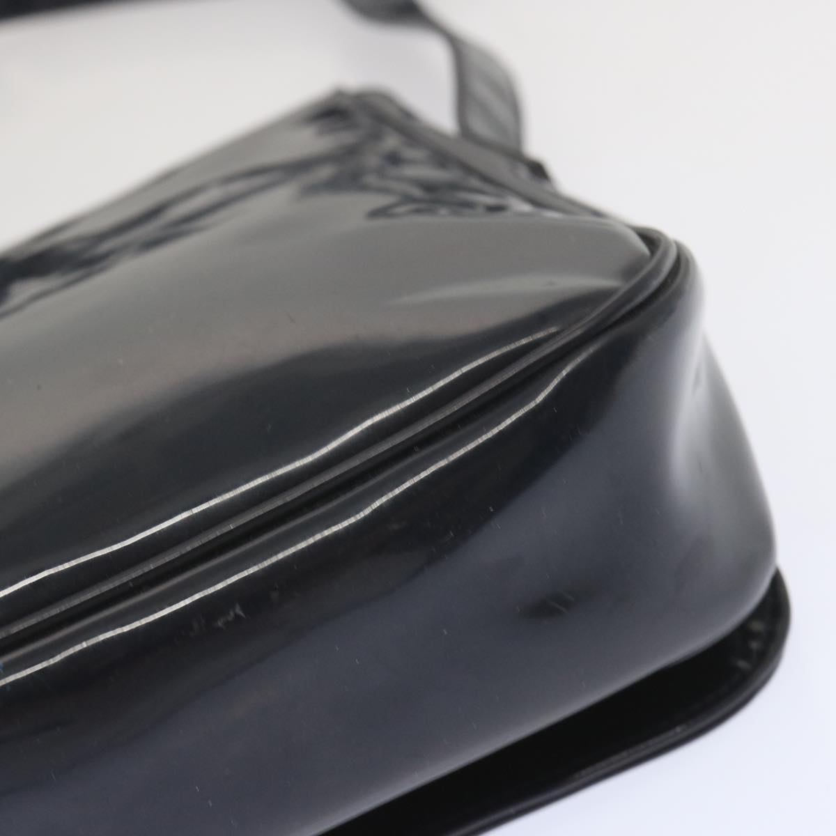 CELINE Shoulder Bag Enamel Navy Auth 68565