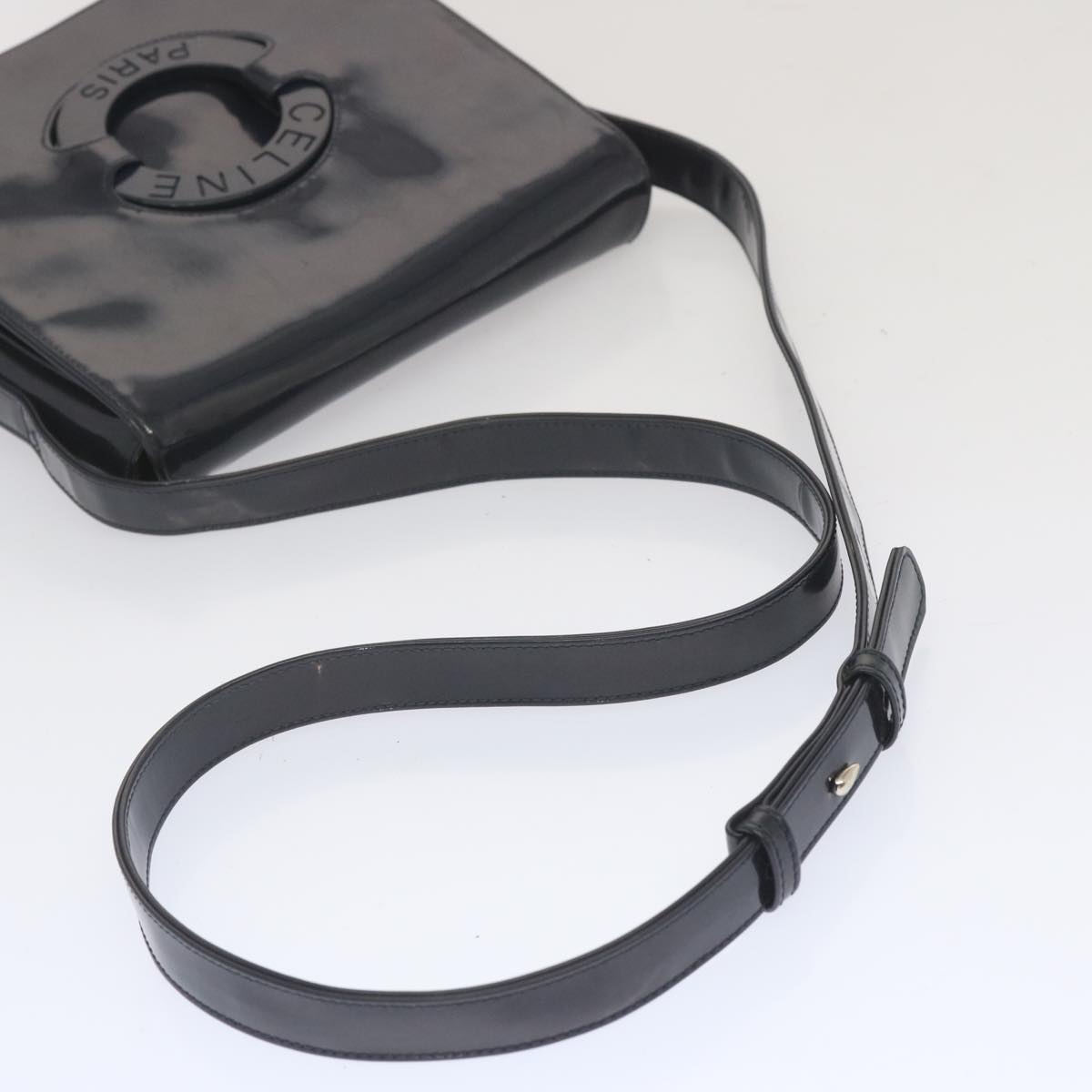 CELINE Shoulder Bag Enamel Navy Auth 68565