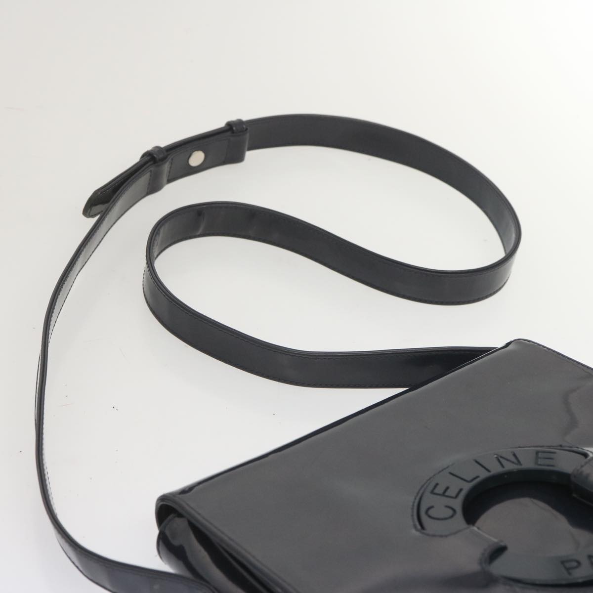 CELINE Shoulder Bag Enamel Navy Auth 68565