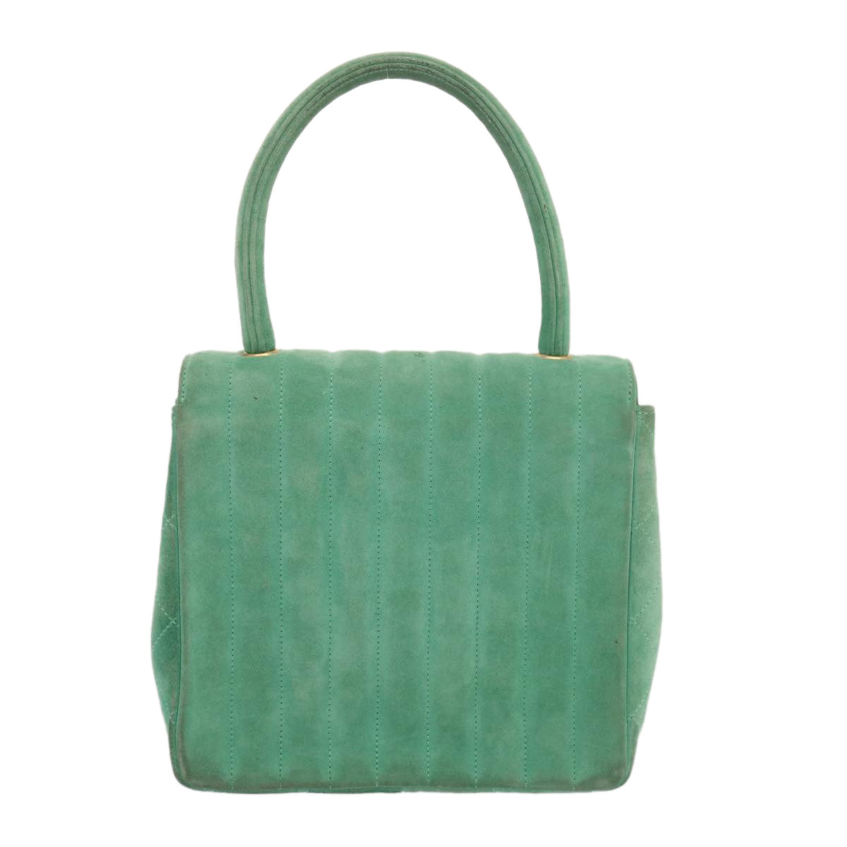 CHANEL Hand Bag Suede Green CC Auth 68731SAV