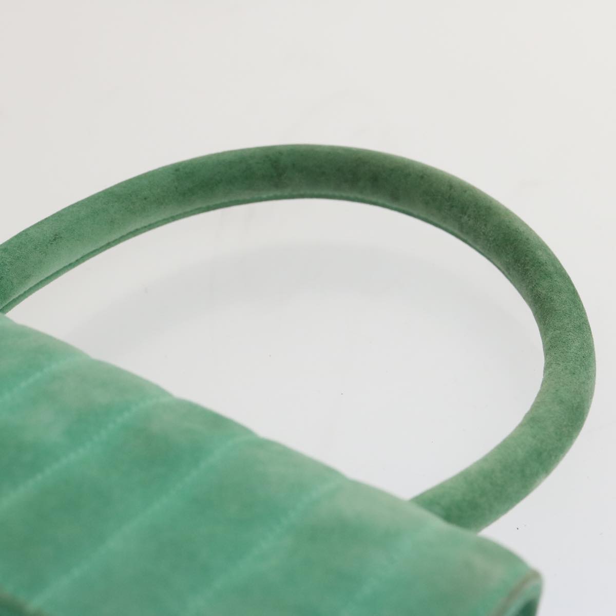 CHANEL Hand Bag Suede Green CC Auth 68731A