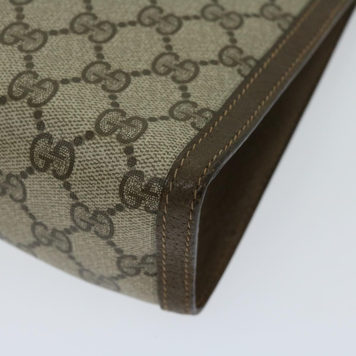 GUCCI GG Supreme Web Sherry Line Clutch Bag PVC Beige Red 89 01 033 Auth 68825