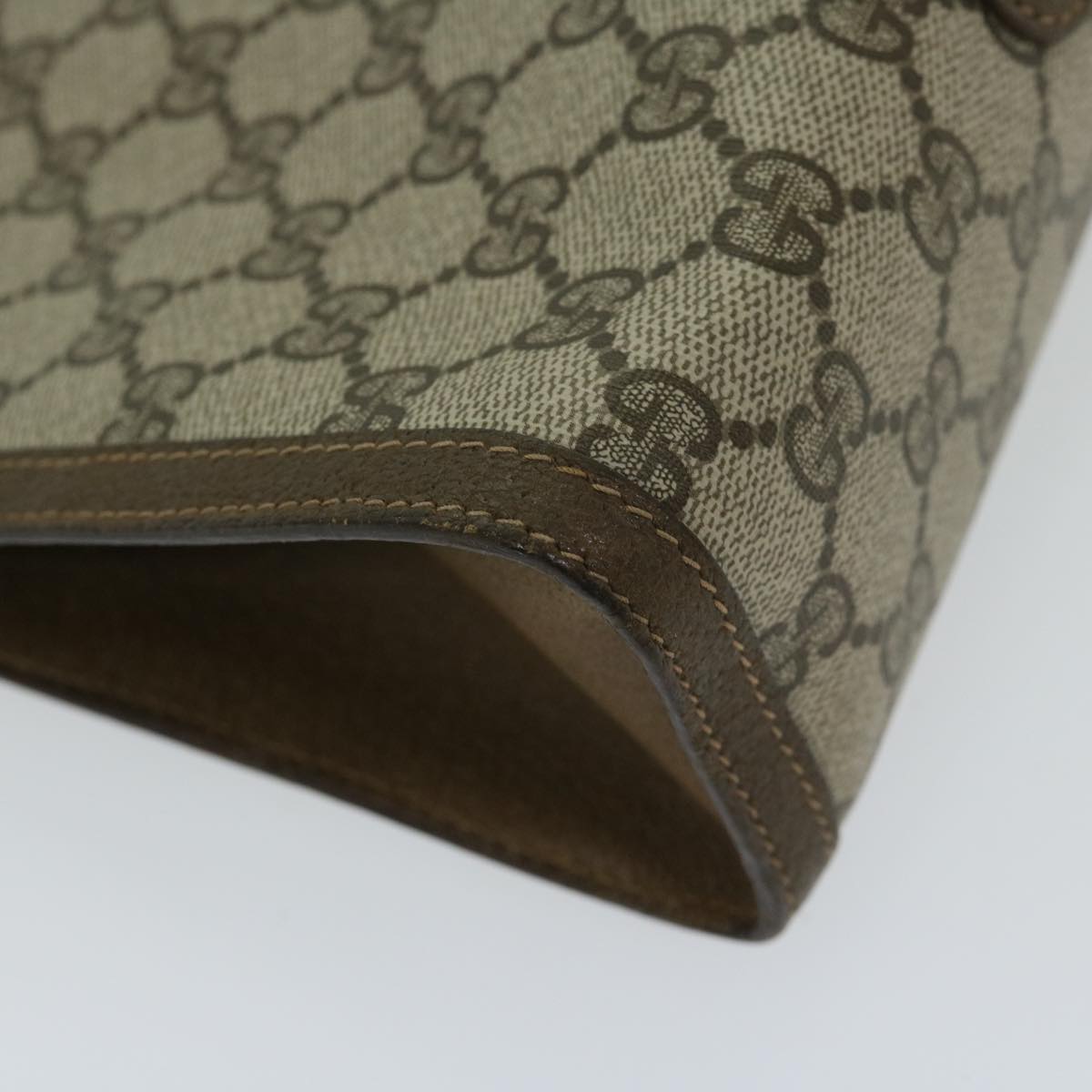 GUCCI GG Supreme Web Sherry Line Clutch Bag PVC Beige Red 89 01 033 Auth 68825