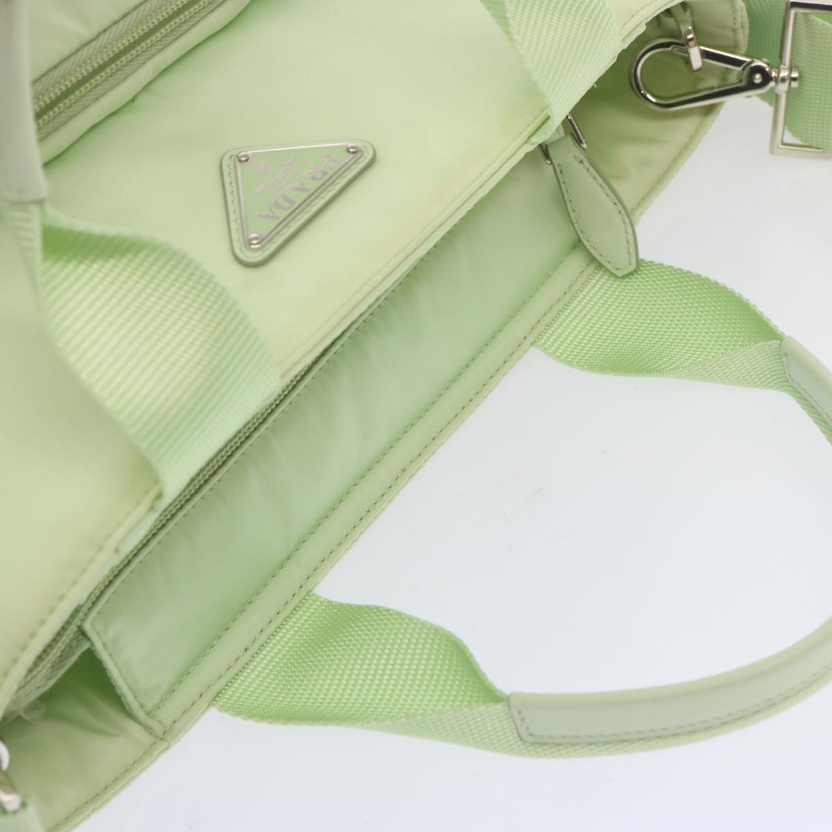PRADA Hand Bag Nylon 2way Light Green Auth 68918AV