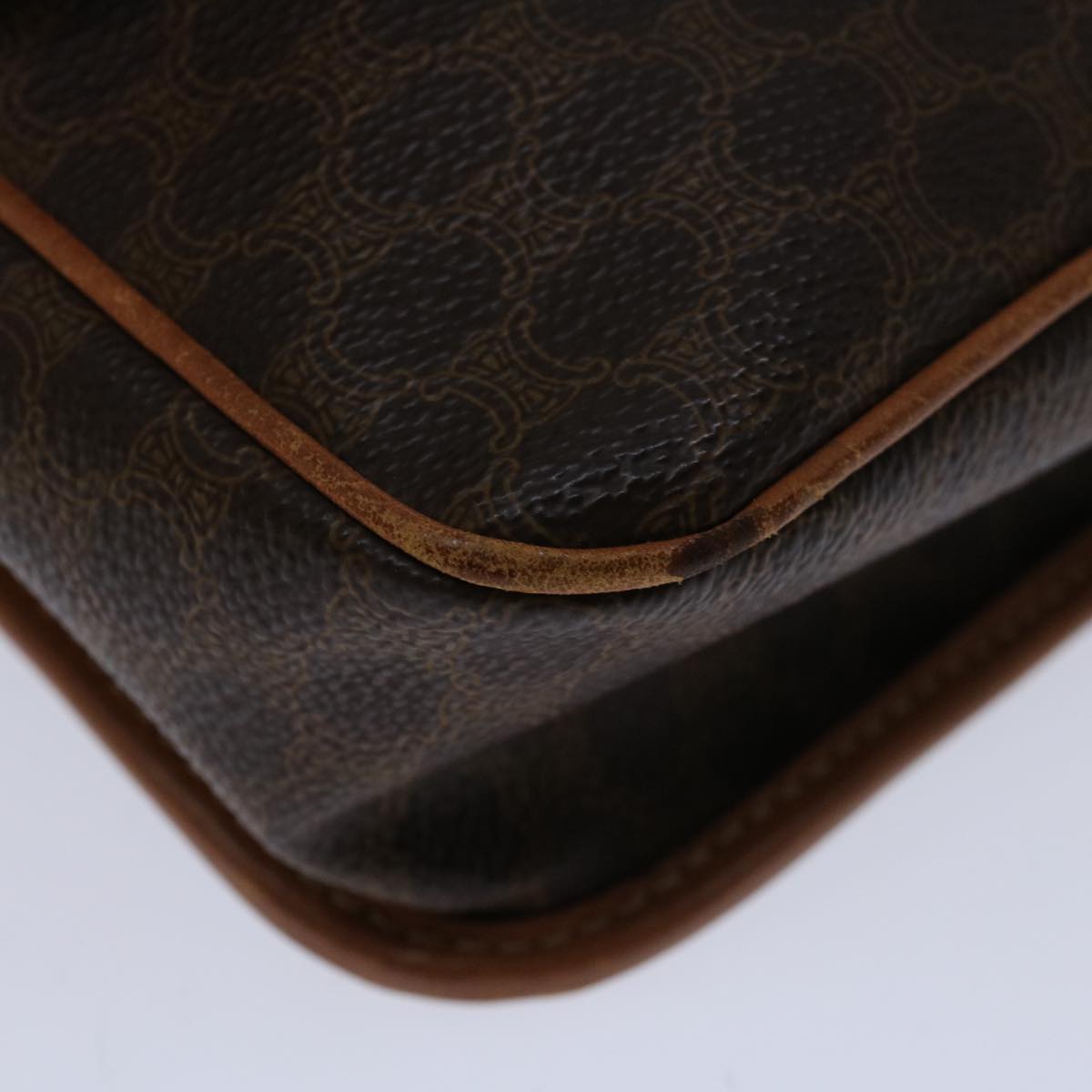 CELINE Macadam Canvas Shoulder Bag PVC Brown Auth 68999