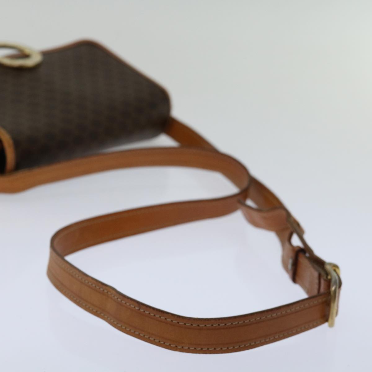 CELINE Macadam Canvas Shoulder Bag PVC Brown Auth 68999