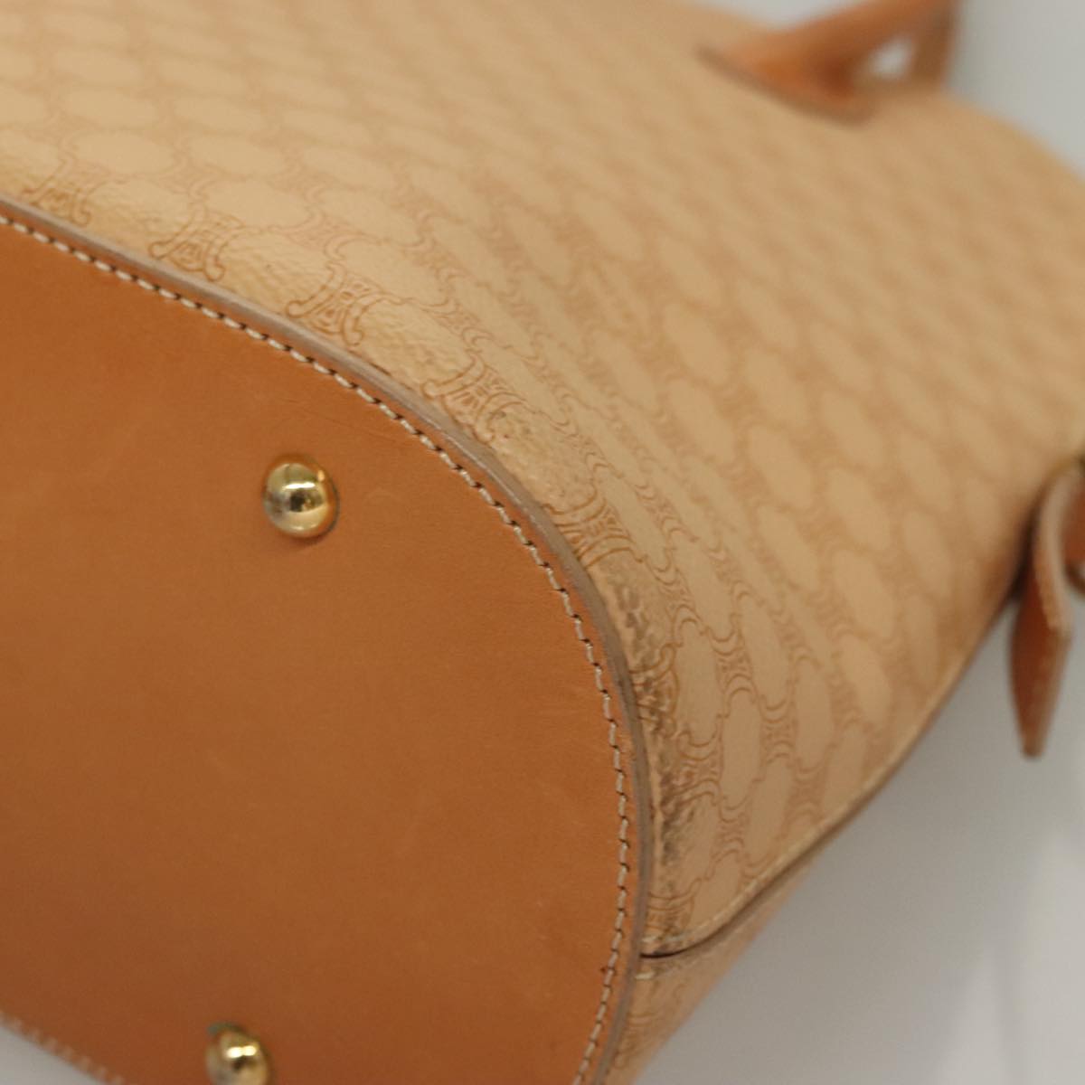 CELINE Macadam Canvas Hand Bag PVC Leather 2way Beige Auth 69018