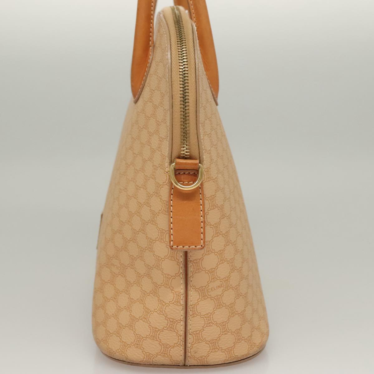 CELINE Macadam Canvas Hand Bag PVC Leather 2way Beige Auth 69018