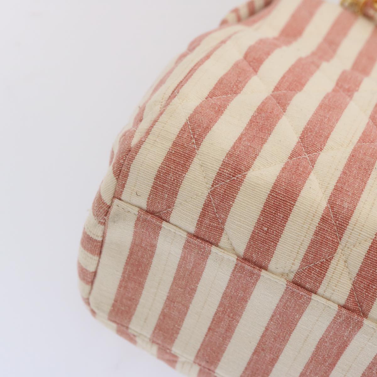 CHANEL Matelasse Chain Shoulder Bag Canvas White Red CC Auth 69059SAV