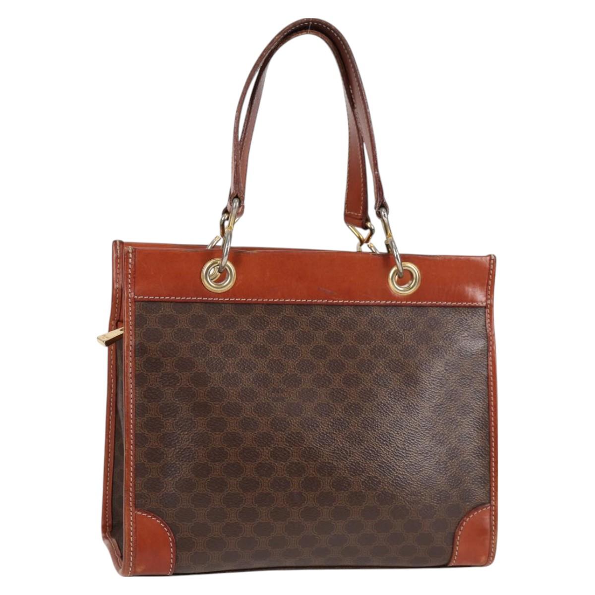 CELINE Macadam Canvas Shoulder Bag PVC Brown Auth 69135