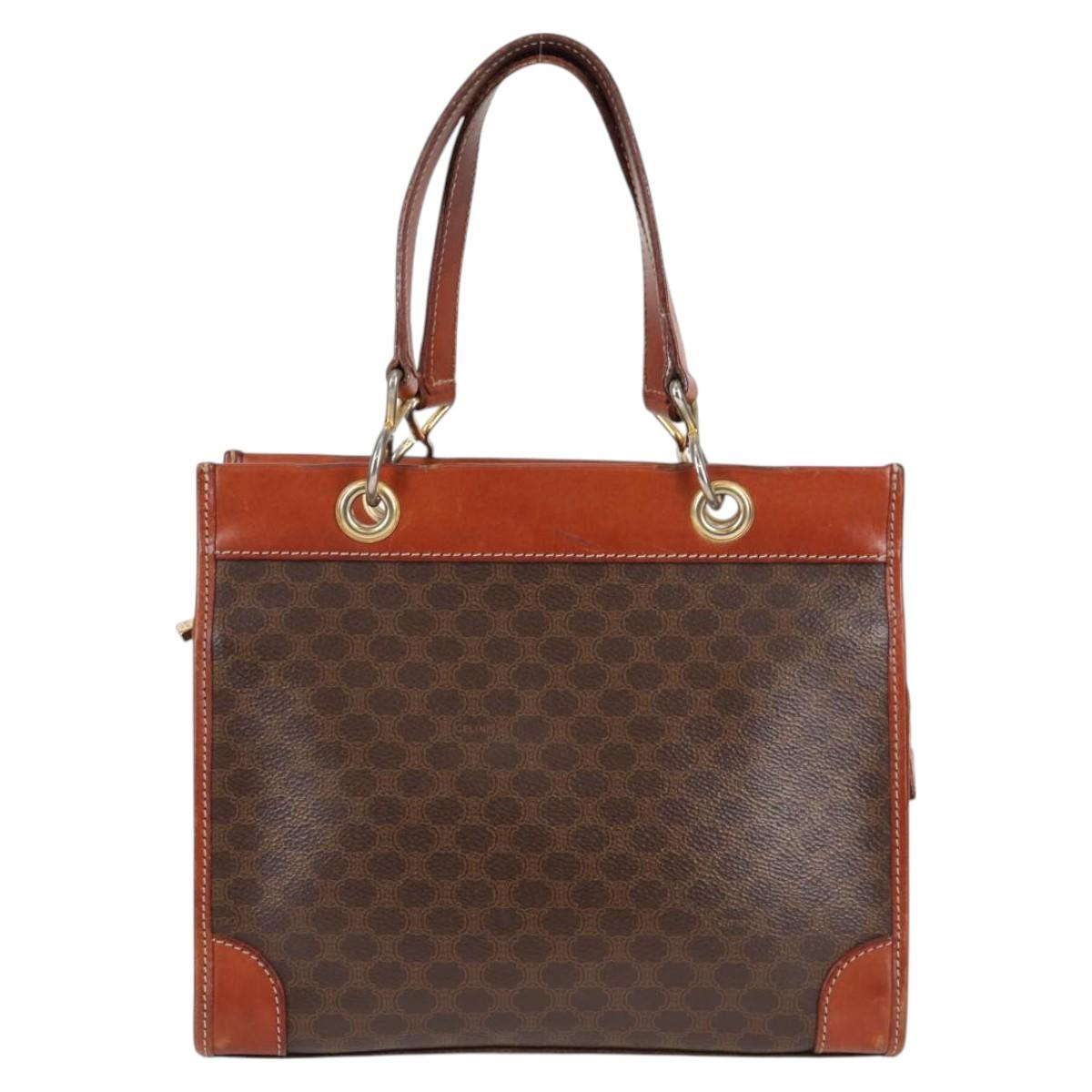 CELINE Macadam Canvas Shoulder Bag PVC Brown Auth 69135