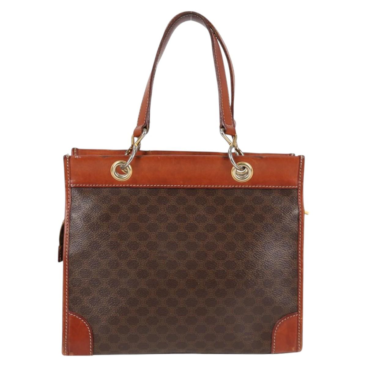 CELINE Macadam Canvas Shoulder Bag PVC Brown Auth 69135