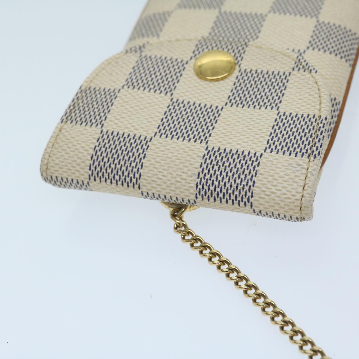 LOUIS VUITTON Damier Azur Etui Telephonne MM Cell Phone Case N60026 Auth 69185V