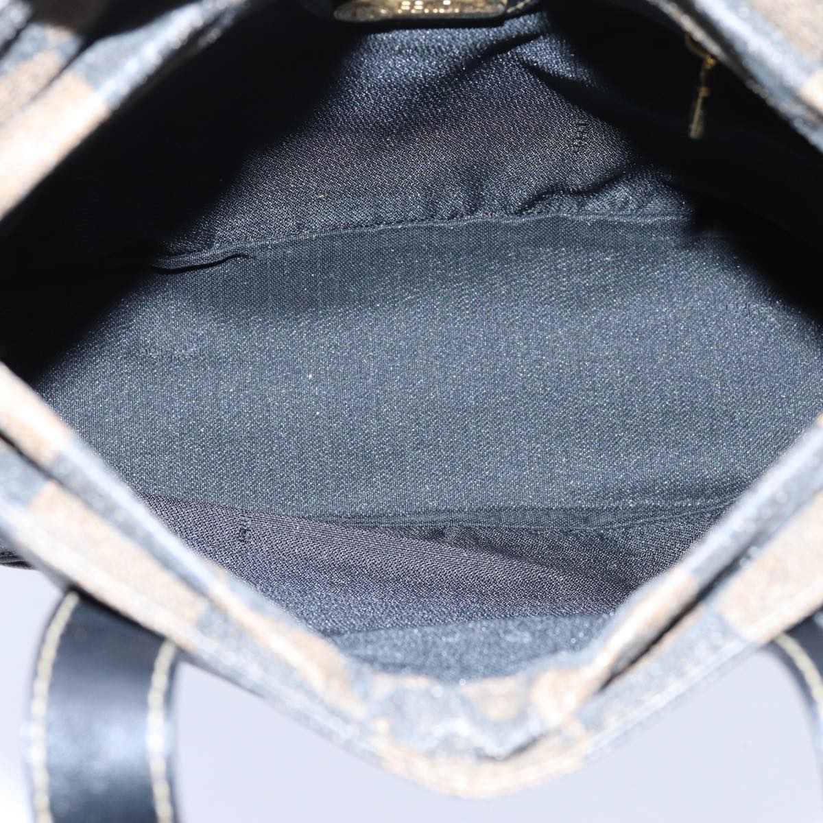 FENDI Pecan Canvas Hand Bag 2way Brown Black Auth 69215