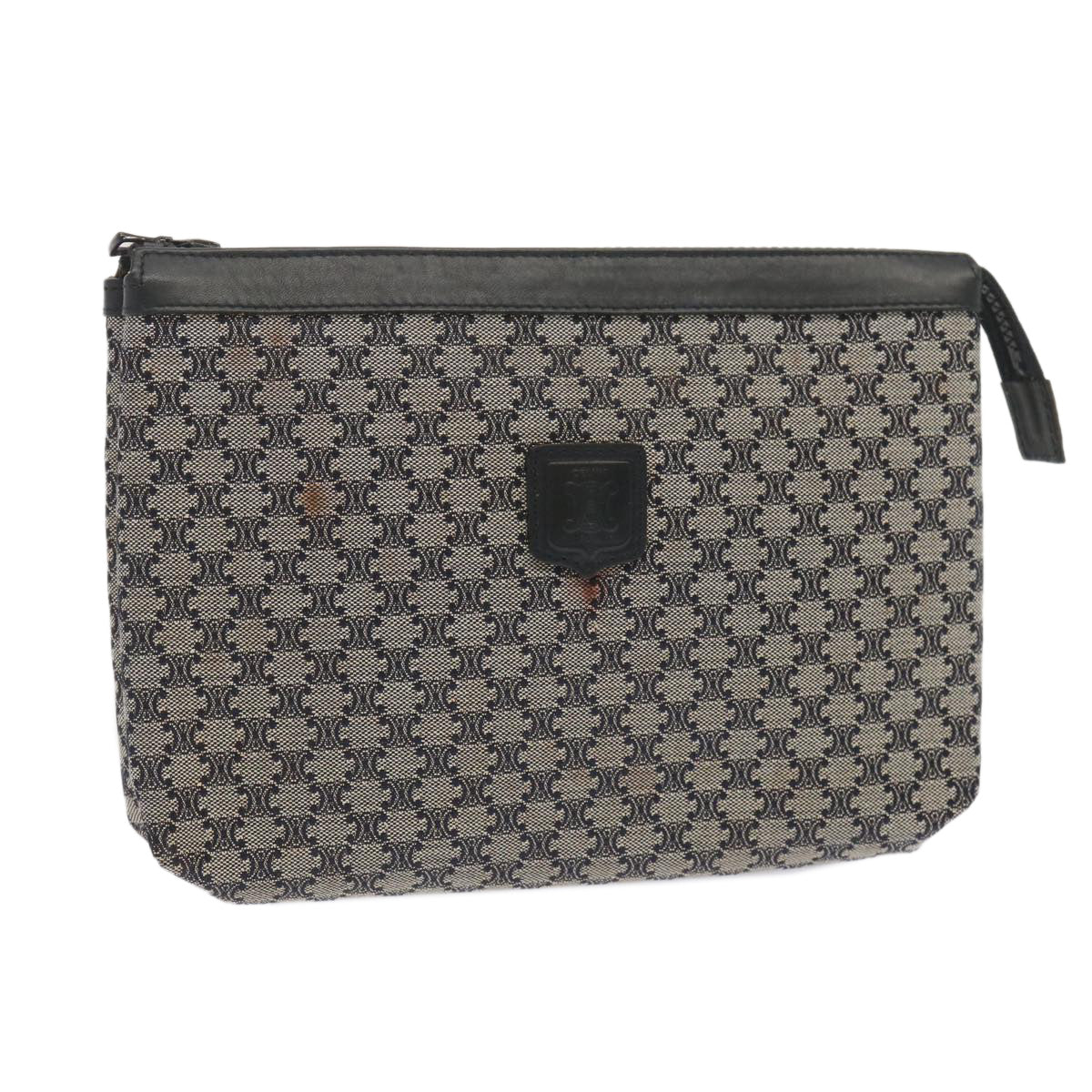 CELINE Macadam Canvas Clutch Bag Navy Auth 69236