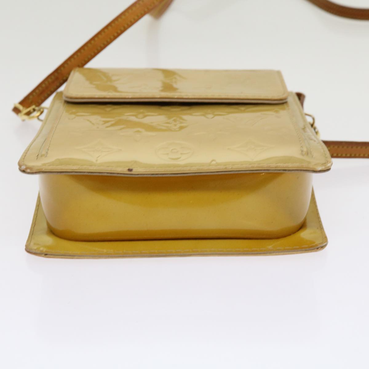 LOUIS VUITTON Monogram Vernis Motto Accessory Pouch Beige M91136 LV Auth 69248