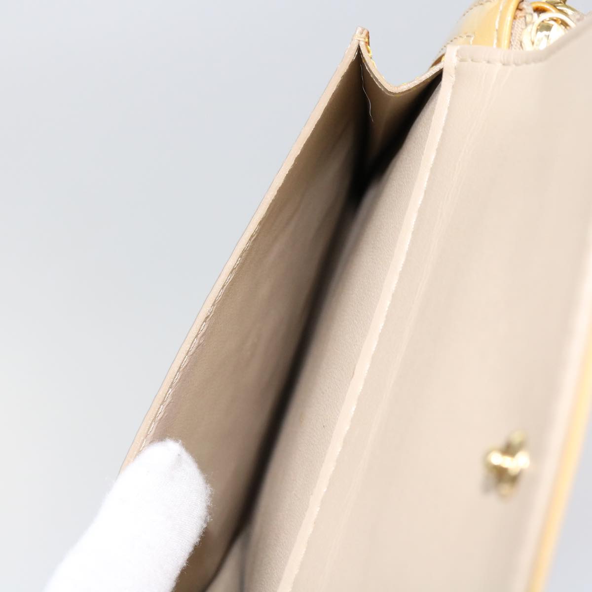 LOUIS VUITTON Monogram Vernis Motto Accessory Pouch Beige M91136 LV Auth 69248