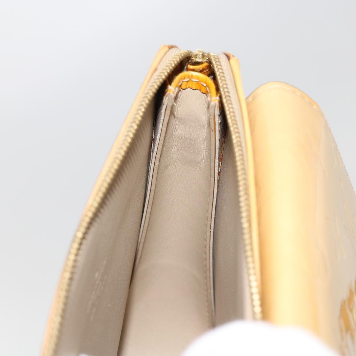 LOUIS VUITTON Monogram Vernis Motto Accessory Pouch Beige M91136 LV Auth 69248