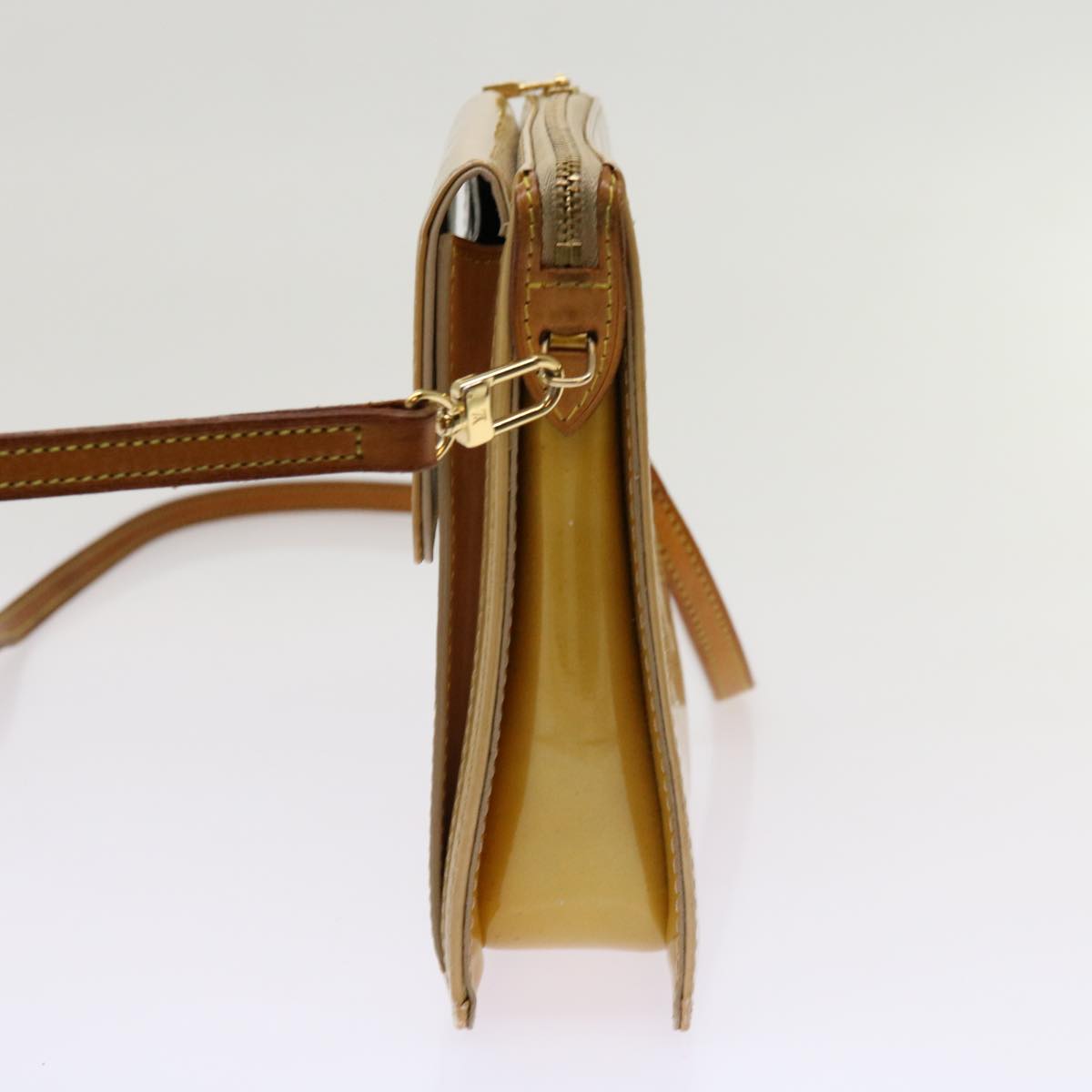 LOUIS VUITTON Monogram Vernis Motto Accessory Pouch Beige M91136 LV Auth 69248