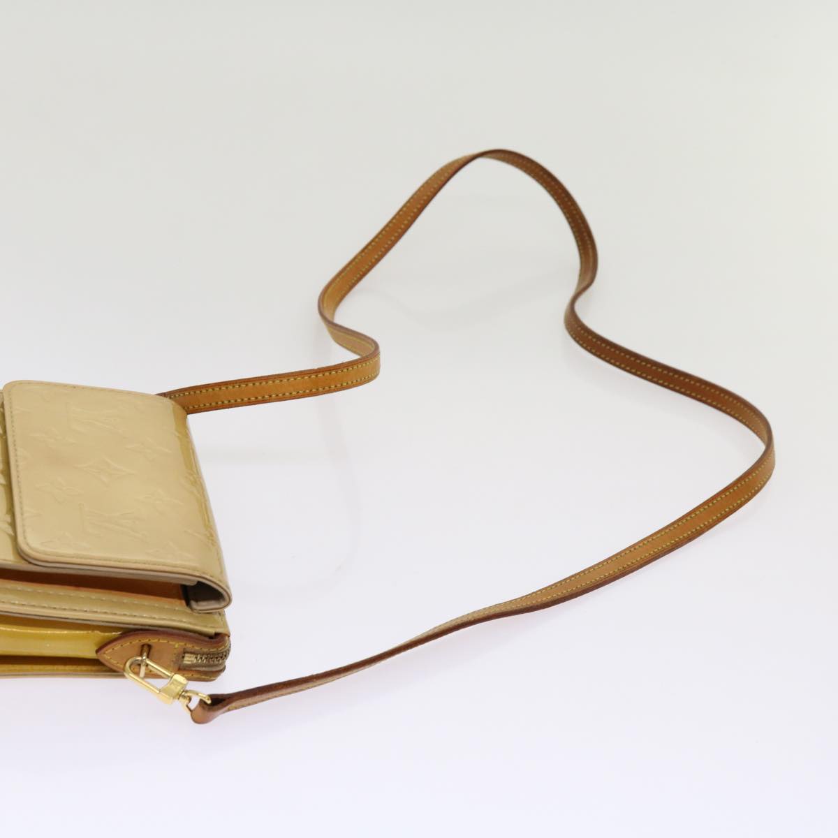 LOUIS VUITTON Monogram Vernis Motto Accessory Pouch Beige M91136 LV Auth 69248