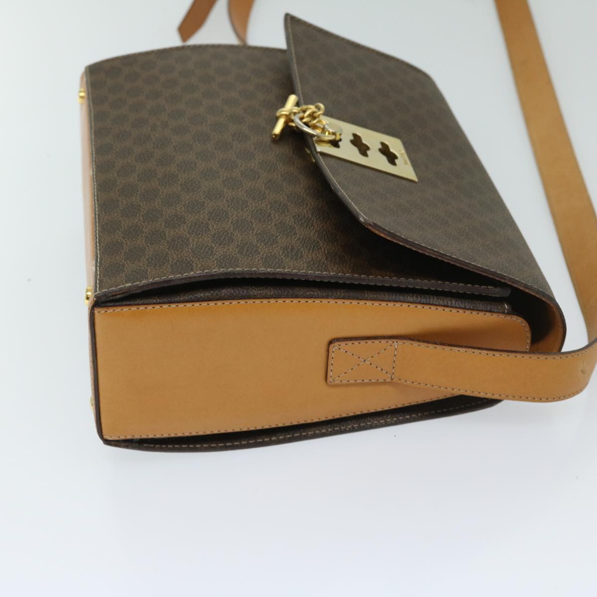 CELINE Macadam Canvas Shoulder Bag PVC Brown Auth 69278