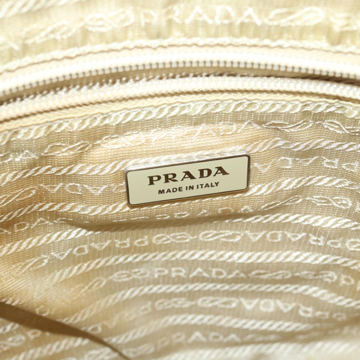 PRADA Shoulder Bag Nylon Cream Auth 69347