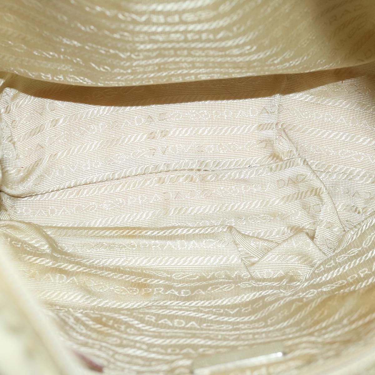 PRADA Shoulder Bag Nylon Cream Auth 69347