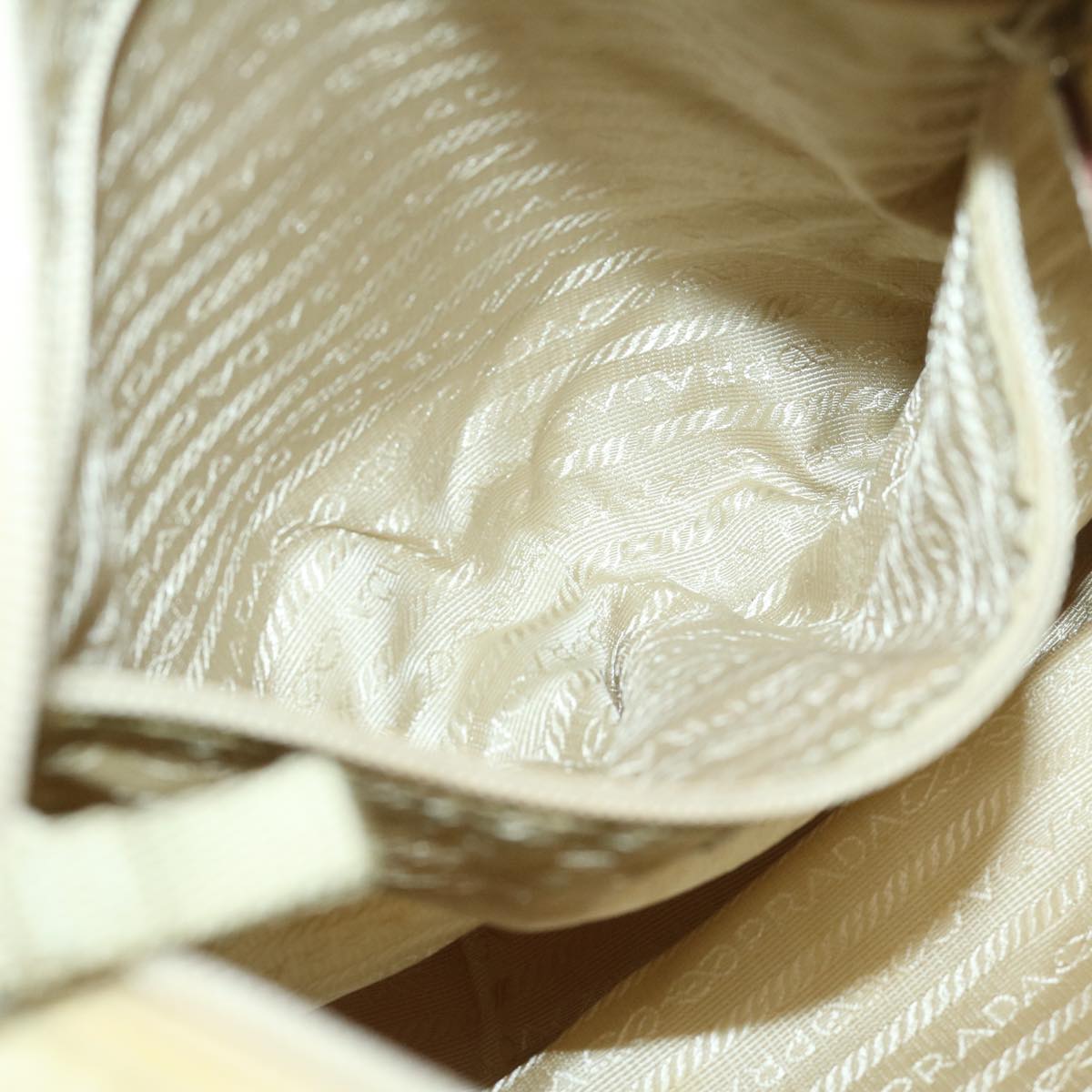 PRADA Shoulder Bag Nylon Cream Auth 69347