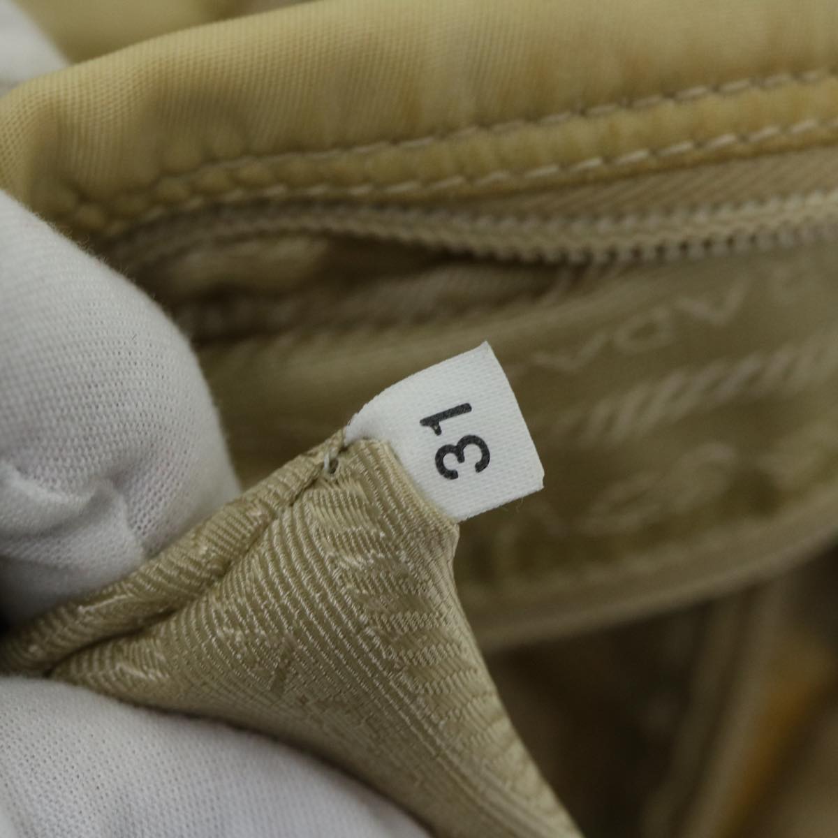 PRADA Shoulder Bag Nylon Cream Auth 69347