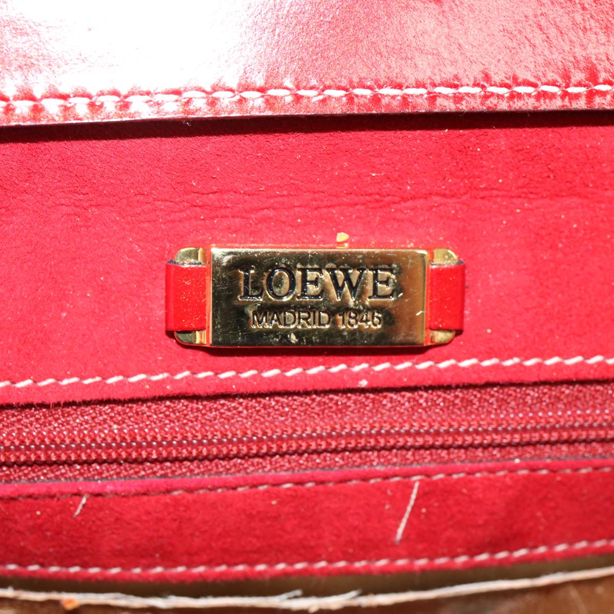 LOEWE Hand Bag Patent leather 2way Red Auth 69418