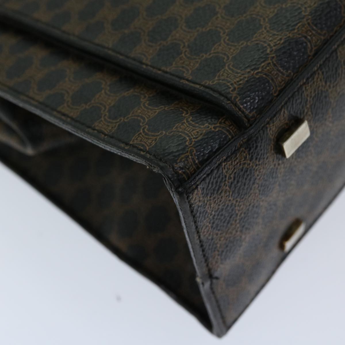 CELINE Macadam Canvas Hand Bag PVC Black Auth 69608