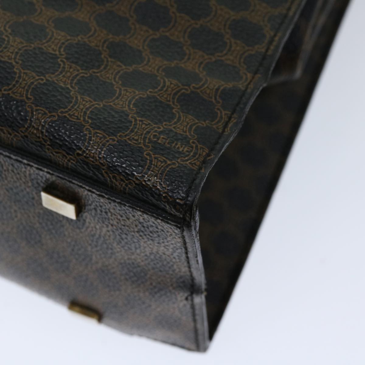 CELINE Macadam Canvas Hand Bag PVC Black Auth 69608