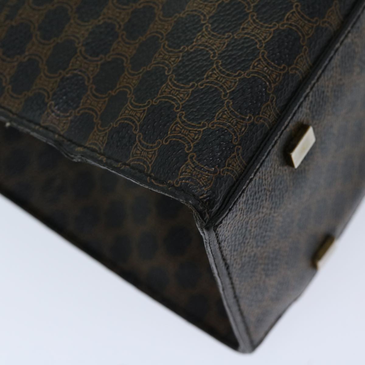 CELINE Macadam Canvas Hand Bag PVC Black Auth 69608