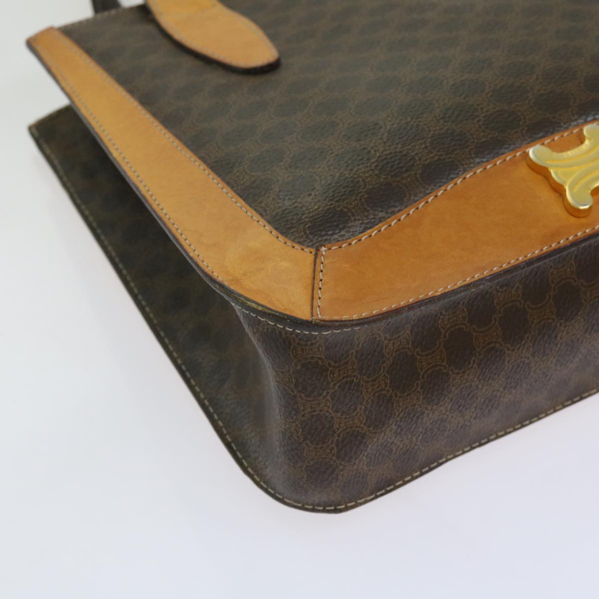 CELINE Macadam Canvas Hand Bag PVC Brown Auth 69735