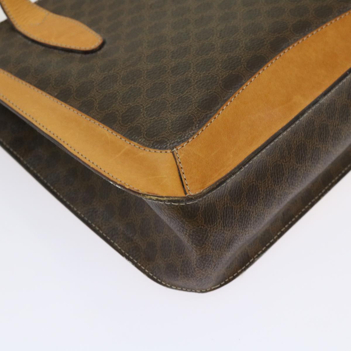 CELINE Macadam Canvas Hand Bag PVC Brown Auth 69735