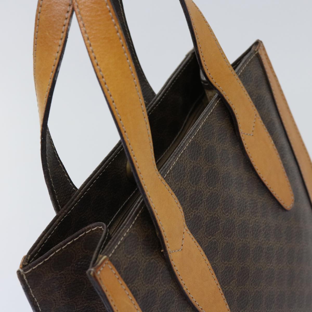 CELINE Macadam Canvas Hand Bag PVC Brown Auth 69735