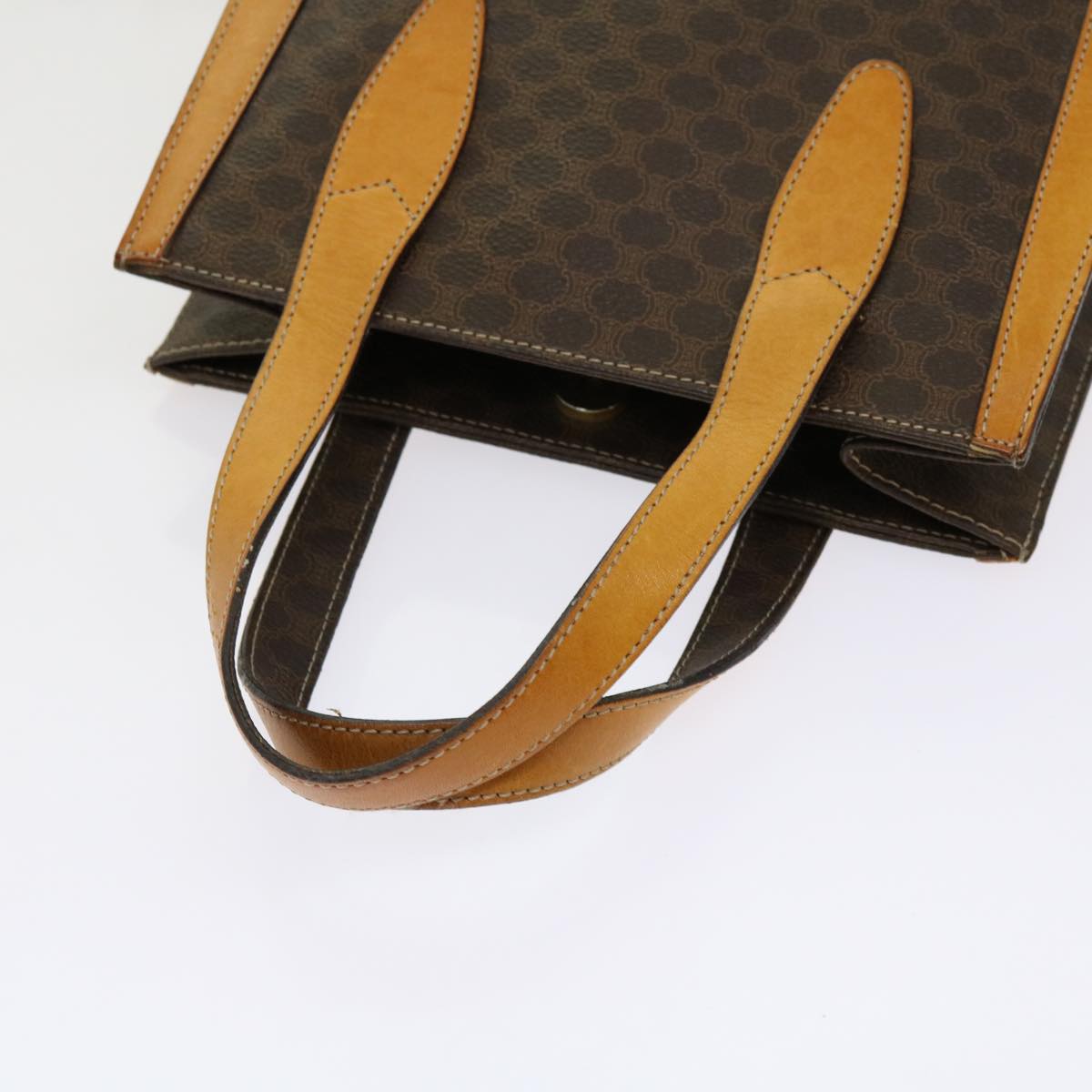 CELINE Macadam Canvas Hand Bag PVC Brown Auth 69735