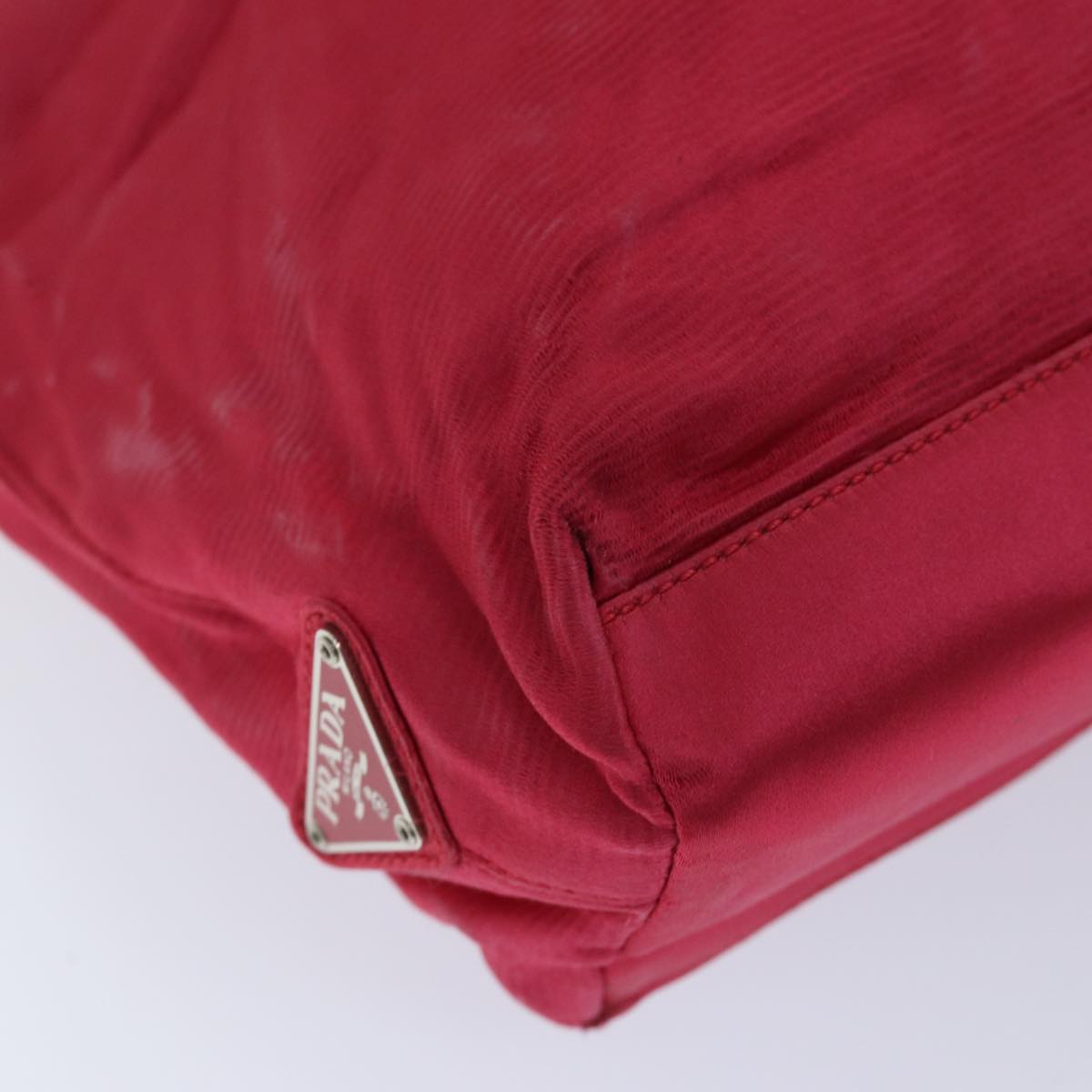 PRADA Hand Bag Satin Red Auth 69745